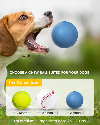 SCHITEC Dog Balls Indestructible, [2 Pack] Solid Rubber Bouncy Fetch Ball for Aggressive Chewers, Durable Chew Toy for Medium Large Dogs
