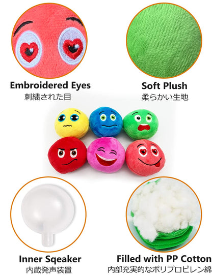 Squeaky Dog Toys, [6 Pack] Soft Stuffed Plush Balls with Squeakers, Interactive Fetch Play for Puppy Small Pets