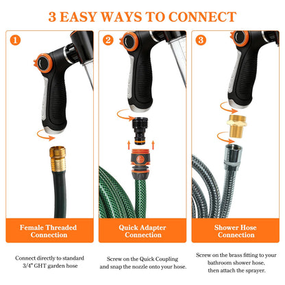 SCHITEC Upgraded Dog Wash Hose Attachment with 100cc Soap Dispenser, 8-in-1 Spray Modes Dog Shampoo Sprayer Nozzle Pet Shower Attachment for Bathing Dogs, Car Wash, Garden Watering