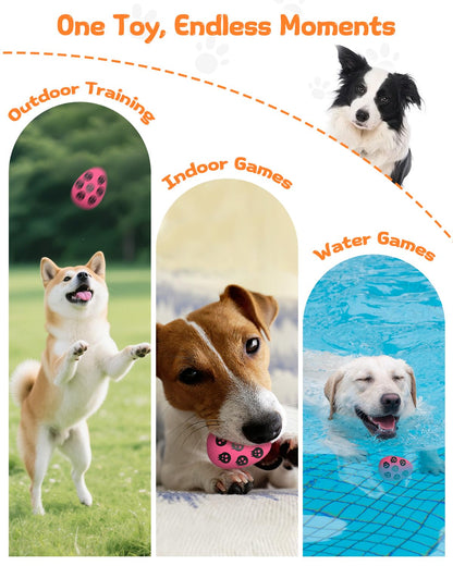 SCHITEC Squeaky Dog Toys for Aggressive Chewers, Tough Rubber Bouncy Balls for Boredom, Durable Pet Chew Toy Ball for Large Medium Breed Dogs (2.8 * 3.7inch)