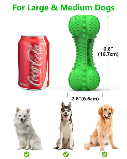 SCHITEC Squeaky Dog Chew Toy for Aggressive Chewers Large Breed, Tough Interactive Teething Rubber Bone for Big Medium Dogs