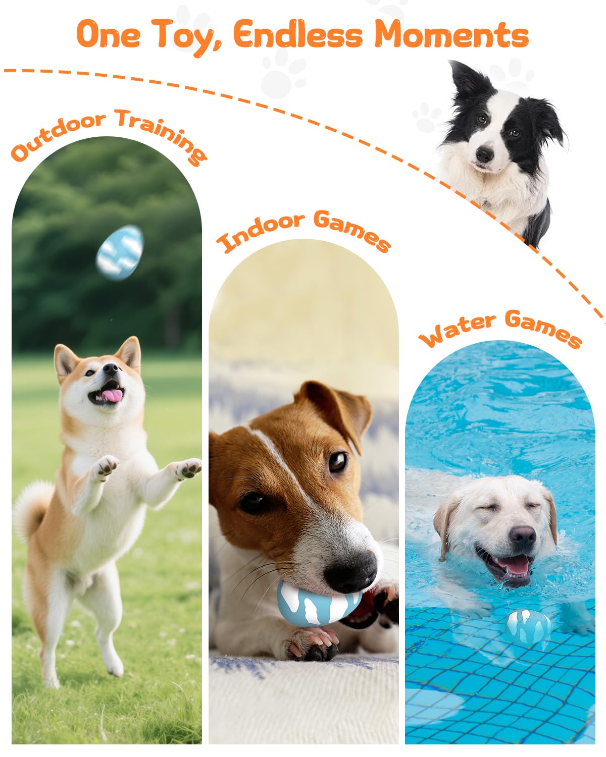 SCHITEC Squeaky Dog Toys for Aggressive Chewers, Tough Rubber Bouncy Balls for Boredom, Durable Pet Chew Toy Ball for Large Medium Breed Dogs (2.8 * 3.7inch)