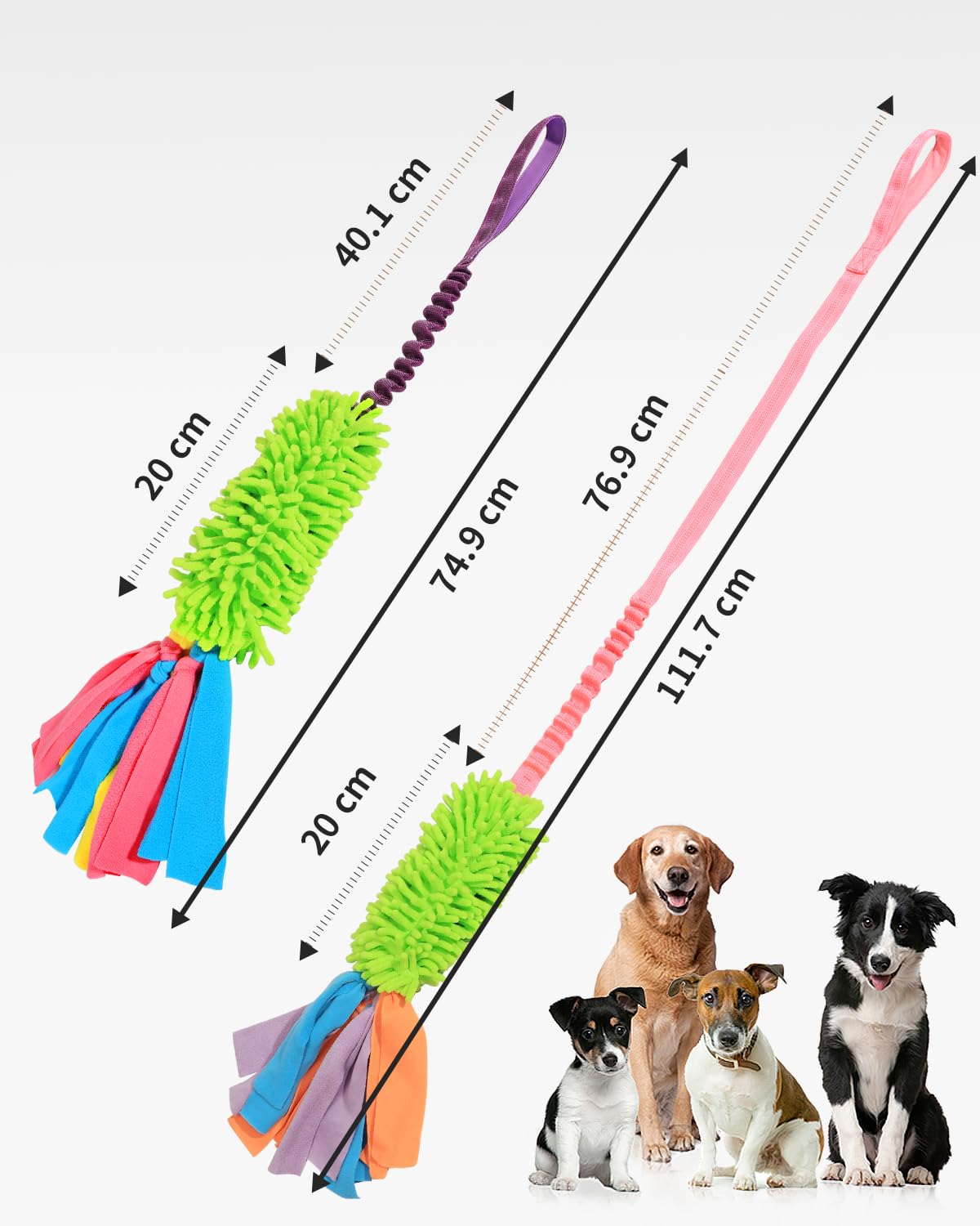 SCHITEC Dog Tug Toy, [2 Pack] Interactive Play Training Bungee Rope, Squeaky Tug of War Exercise Pull Toys for Puppy Small Medium Large Dogs