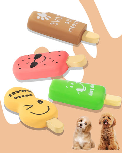 SCHITEC Squeaky Dog Toy, [4 Pack] Natural Latex Rubber Interactive Toys for Small Dogs Puppies