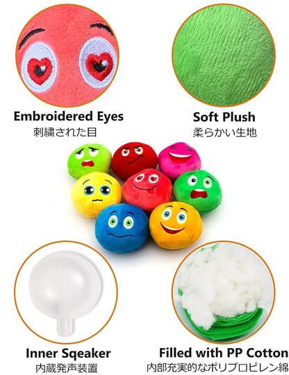 Squeaky Dog Toys, [8 Pack] Soft Stuffed Plush Balls with Squeakers, Interactive Fetch Play for Puppy Small Medium Pets