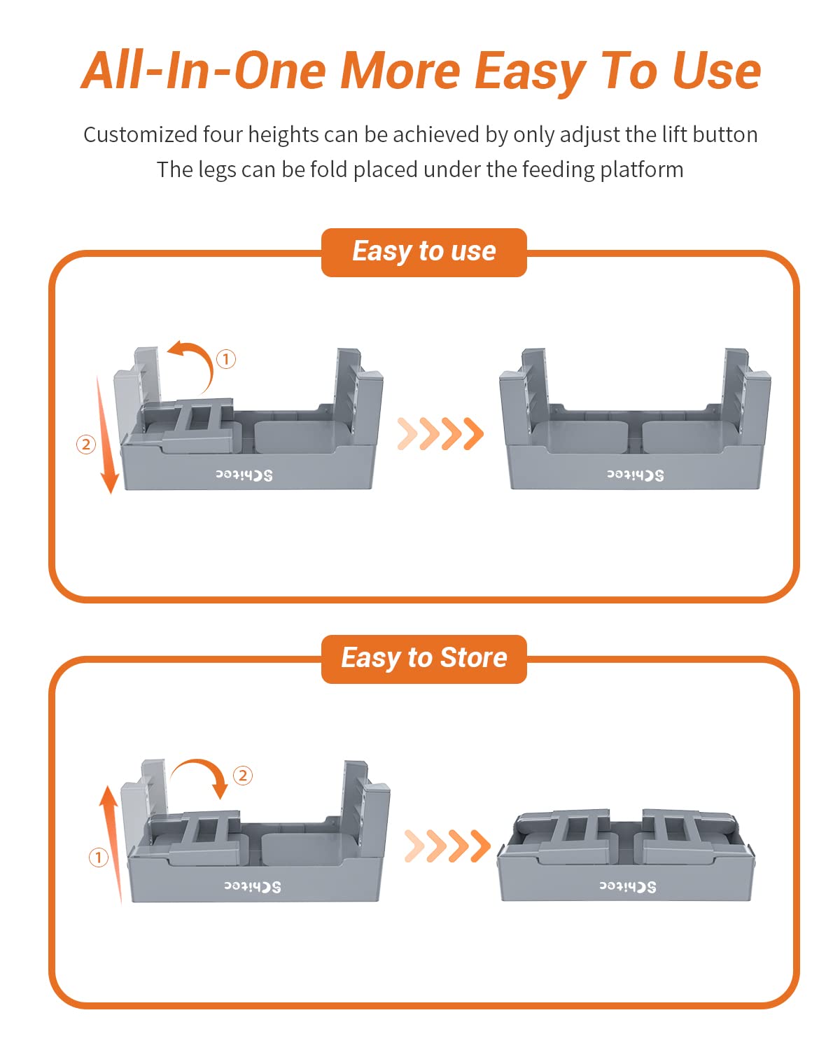 Elevated Dog Bowls, Raised Dog Bowl Stand with Slow Feeder & No Spill Water Bowl, 4 Adjustable Heights for Large Medium and Small Dogs