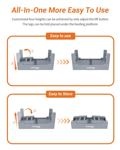 Elevated Dog Bowls, Raised Dog Bowl Stand with Slow Feeder & No Spill Water Bowl, 4 Adjustable Heights for Large Medium and Small Dogs
