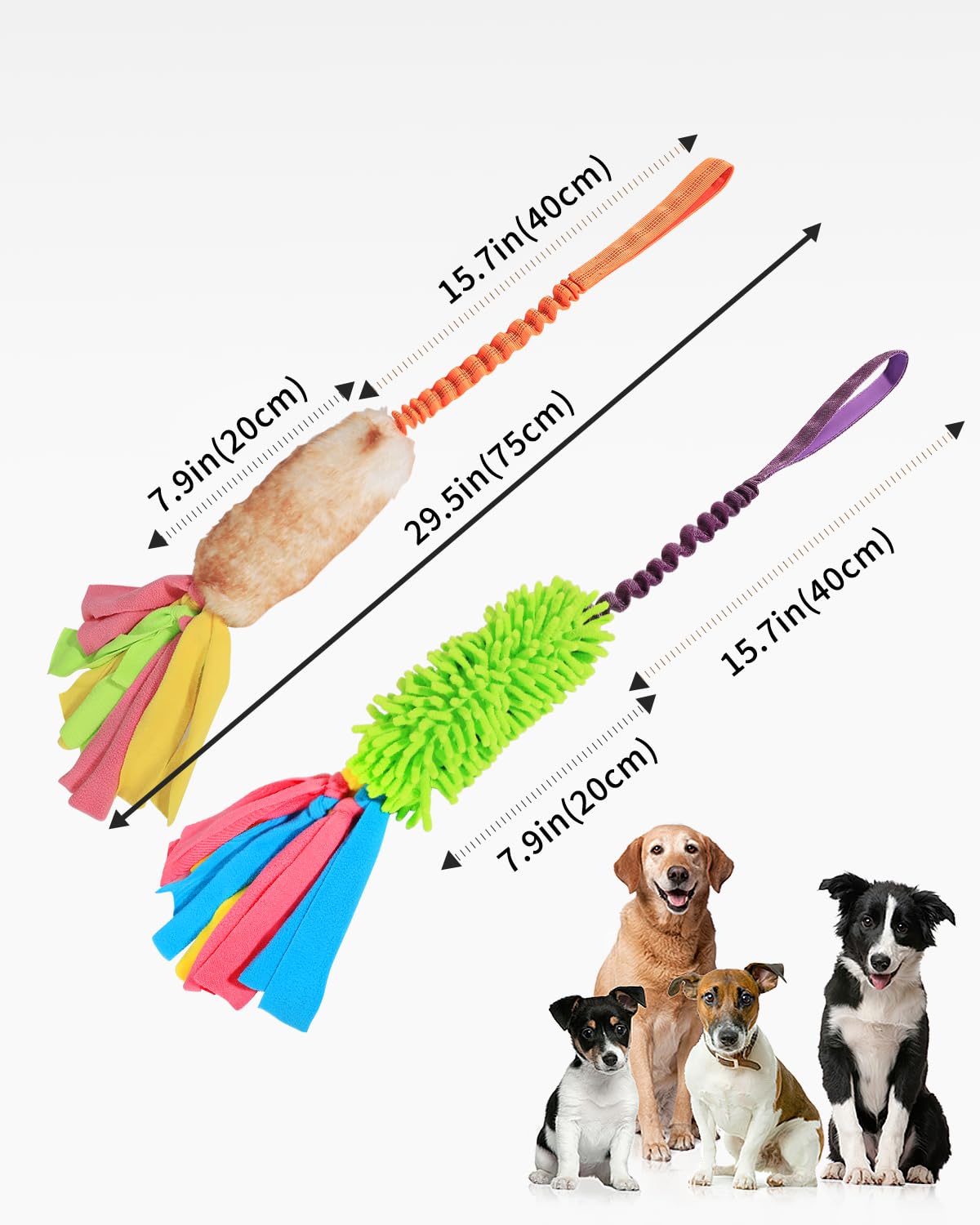 SCHITEC Tug Toy for Dogs, [2 Pack] Bungee Tug of War Squeaky Rope Toys for Exercise & Interactive Play Games, Puppy Training Pull Toy for Small Medium Large Dog