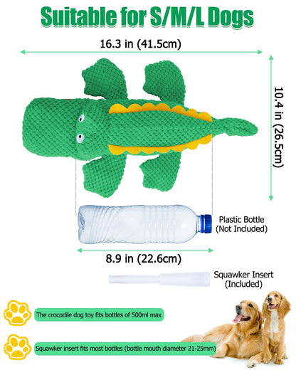 SCHITEC Squeaky Dog Toys, No Stuffing Crinkle Plush Water Bottle Dog Toy, Interactive Squawking Puppy Teething Pet Chew Toy for Small Medium Large Dogs