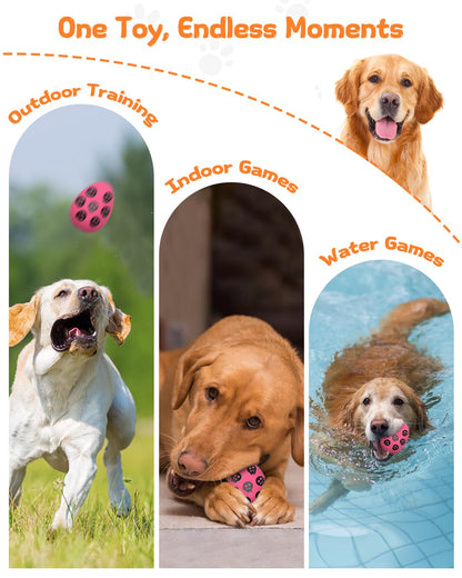 SCHITEC Squeaky Dog Toys for Aggressive Chewers, Tough Rubber Bouncy Balls for Boredom, Durable Pet Chew Toy Ball for Large Medium Breed Dogs (3.4 * 4.5inch)