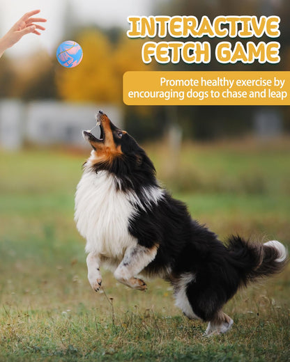 SCHITEC Dog Squeaky Ball Toys, Interactive Tennis Balls for Fetch Play, Latex Rubber Pet Toy for Medium Large Breed Dogs