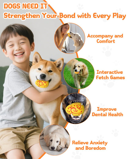 SCHITEC Squeaky Dog Toys for Aggressive Chewers, Tough Rubber Bouncy Balls for Boredom, Durable Pet Chew Toy Ball for Large Medium Breed Dogs (2.8 * 3.7inch)