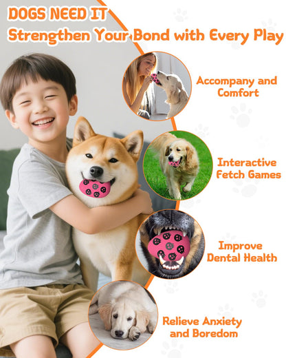 SCHITEC Squeaky Dog Toys for Aggressive Chewers, Tough Rubber Bouncy Balls for Boredom, Durable Pet Chew Toy Ball for Large Medium Breed Dogs (2.8 * 3.7inch)