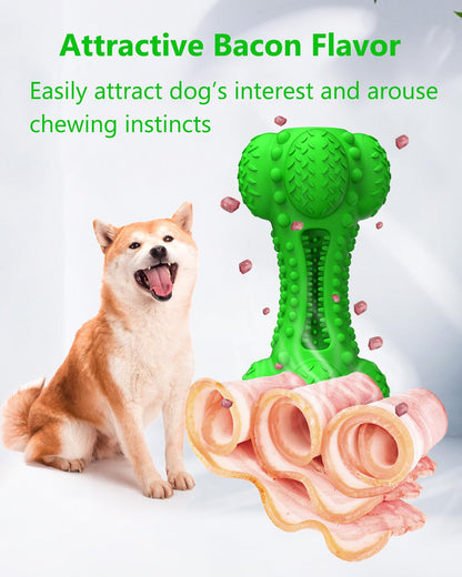 SCHITEC Squeaky Dog Chew Toy for Aggressive Chewers Large Breed, Tough Interactive Teething Rubber Bone for Big Medium Dogs