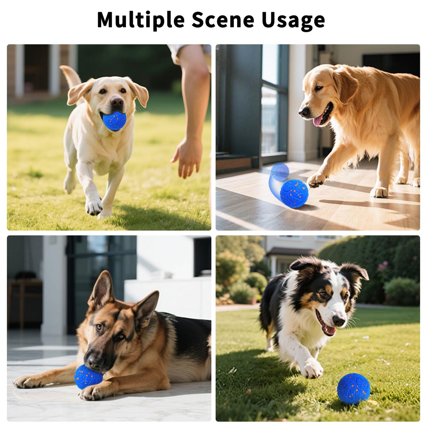 SCHITEC Smart Interactive Dog Toy Ball – Automatic Moving & Bouncing Balls for Large Dogs, Rechargeable Motorized Dog Ball, Stimulating Pet Toy for Active & Bored Medium Large Dogs (Blue)