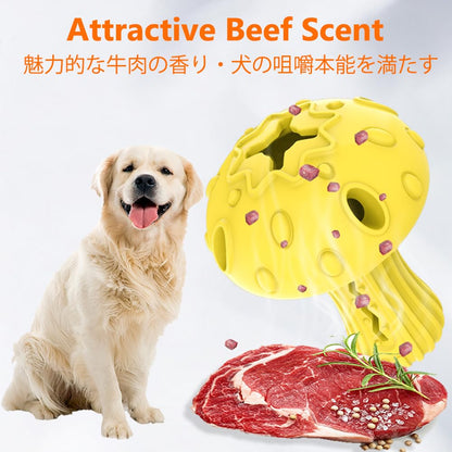 SCHITEC Dog Chew Toy for Large & Medium Dogs, Rubber Treat Dispensing Toy for Aggressive Chewers, Interactive Slow Feeder Tough Puzzle Toys Teeth Cleaning (Red & Yellow)