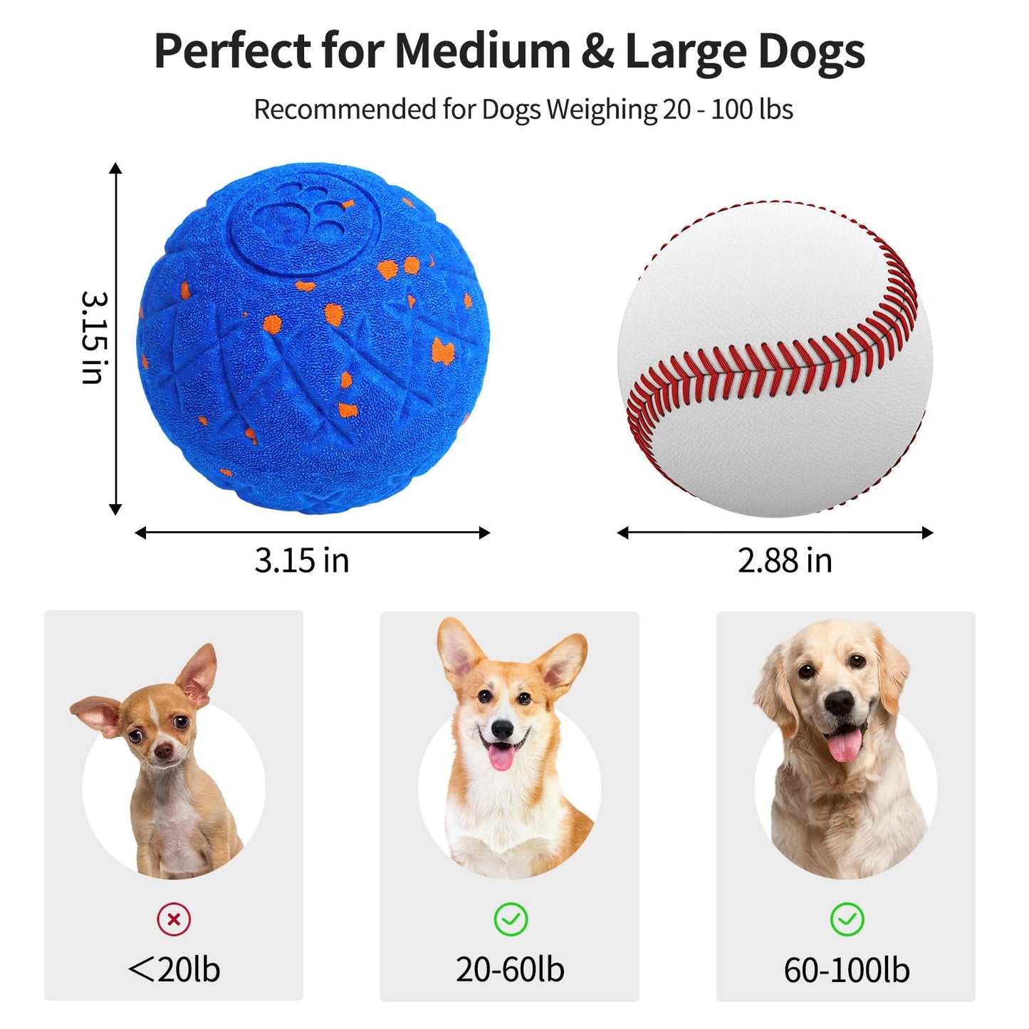 SCHITEC Smart Interactive Dog Toy Ball – Automatic Moving & Bouncing Balls for Large Dogs, Rechargeable Motorized Dog Ball, Stimulating Pet Toy for Active & Bored Medium Large Dogs (Blue)